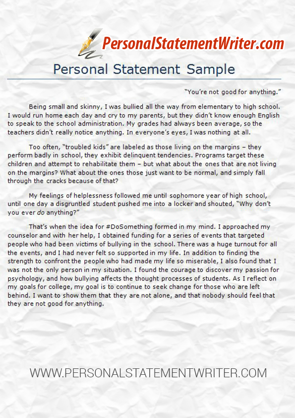 Personal statement for college format