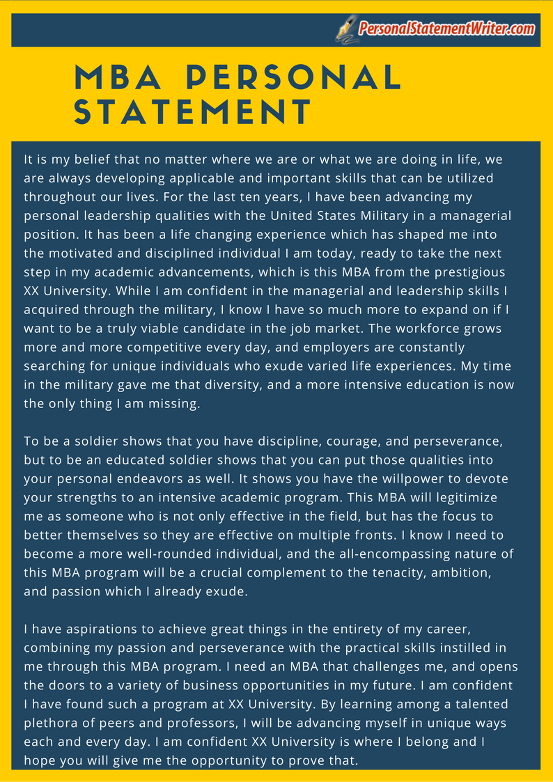 Sample personal statement essay
