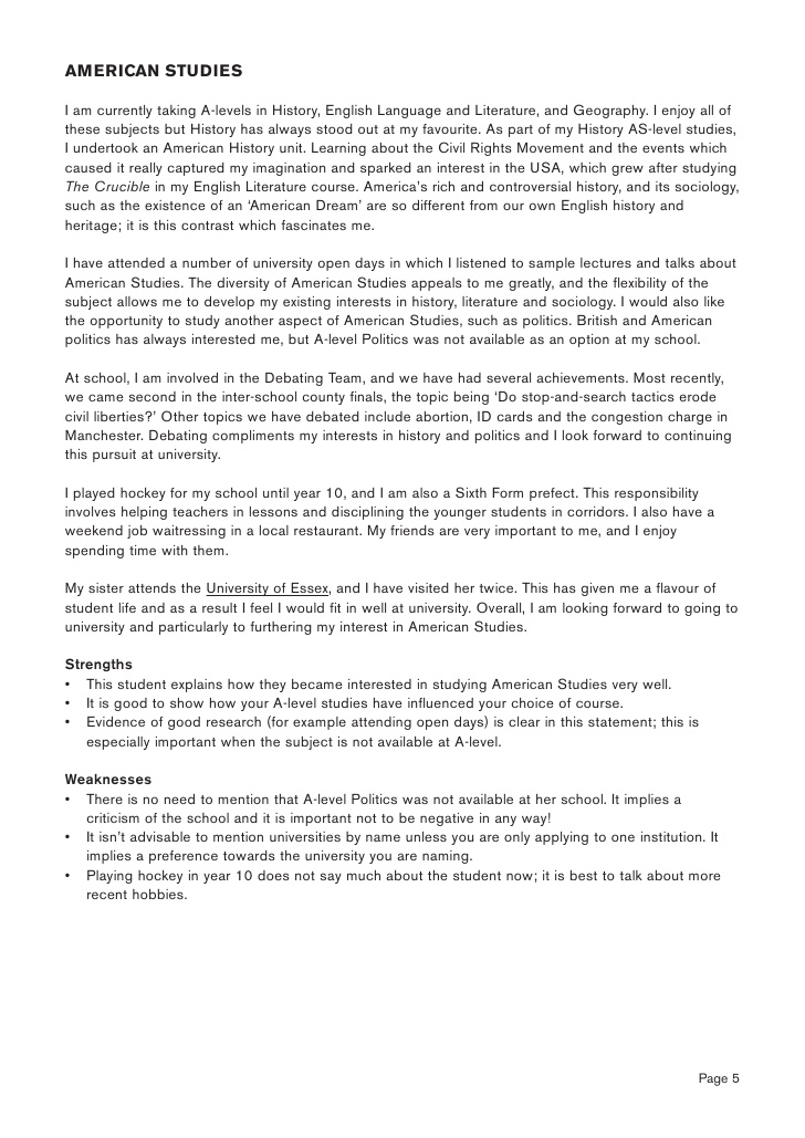 Personal statement example us image