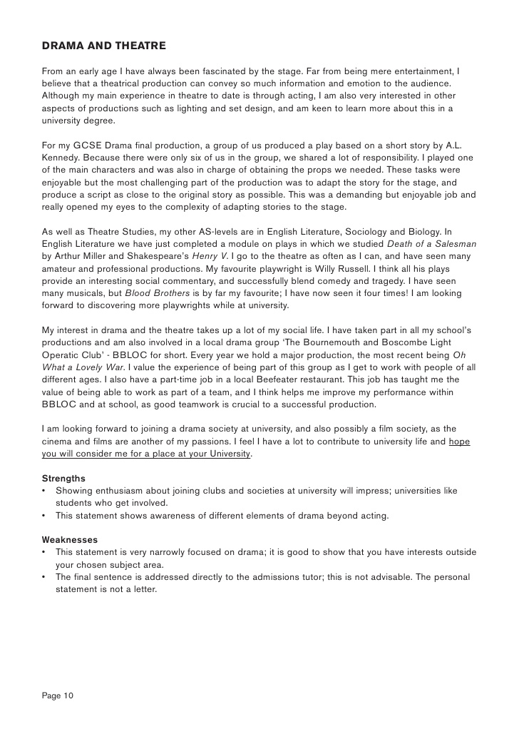 Writing A Winning Drama Personal Statement