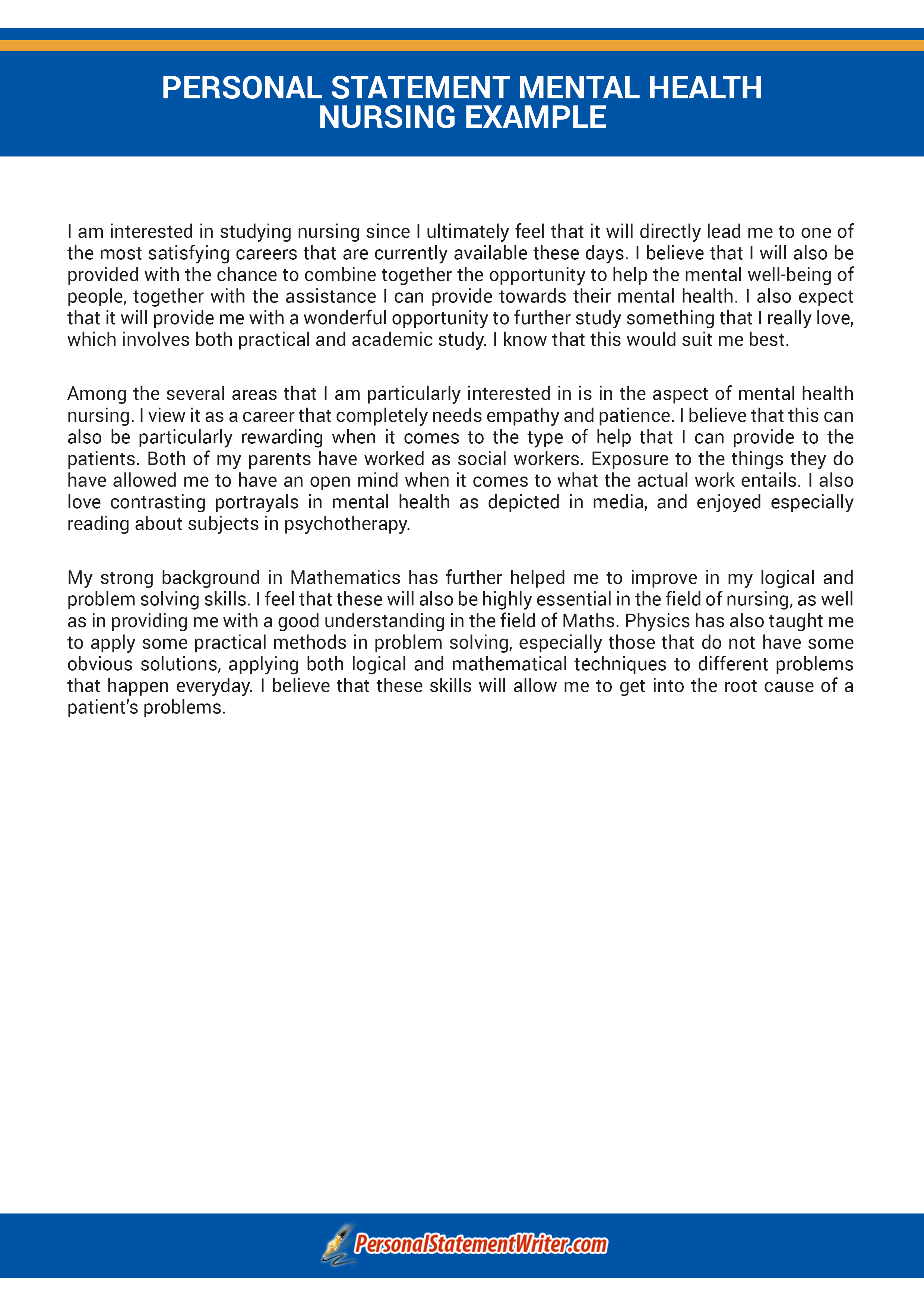 band 6 mental health nurse personal statement example