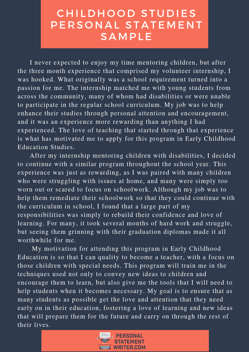 personal statement for early education and childcare