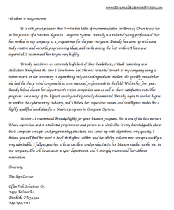 letter of recommendation sample