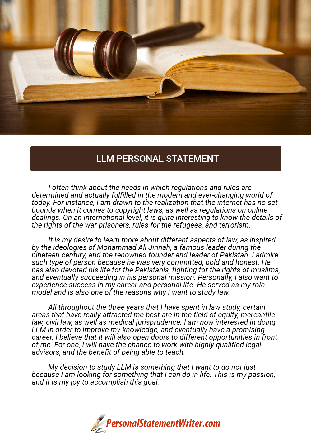 personal statement for law with business