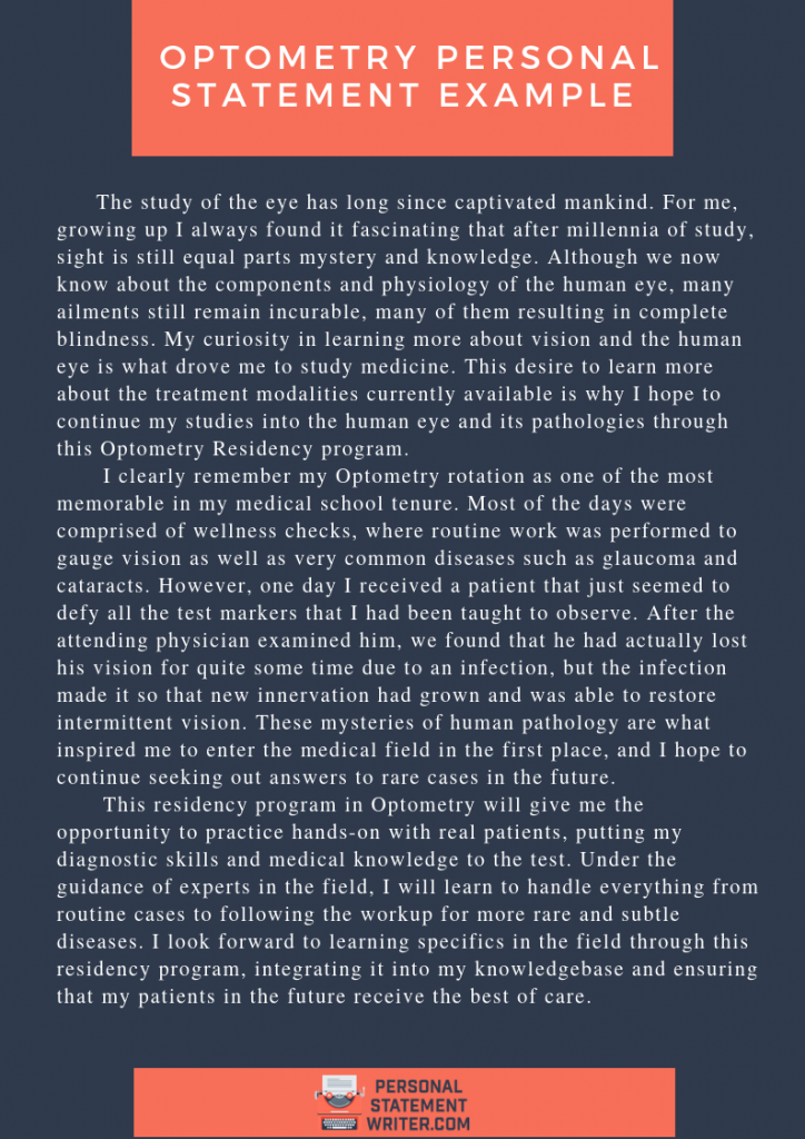 personal statement for optometry school