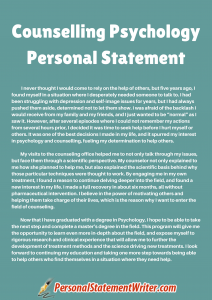 counselling psychology personal statement sample