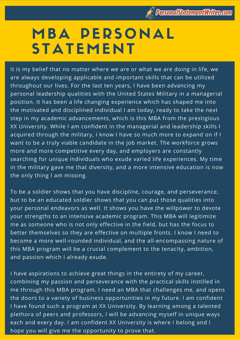 personal statement for master degree mba