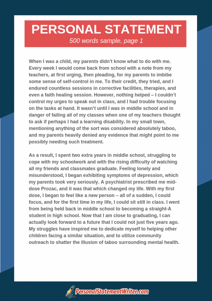 personal statement template uni