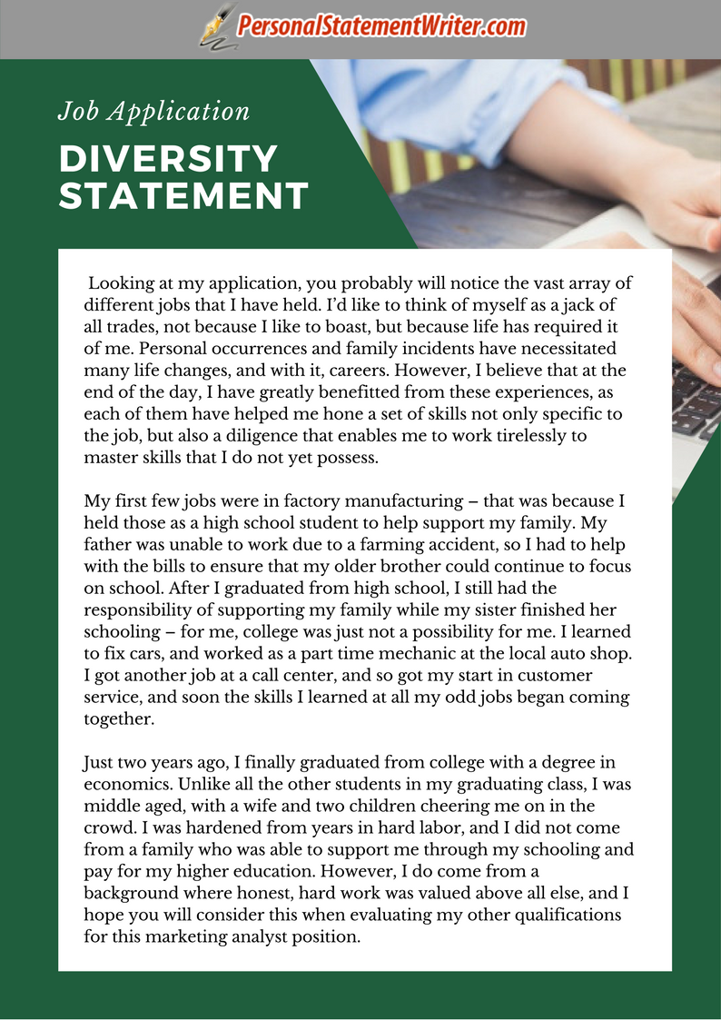 personal statement template job