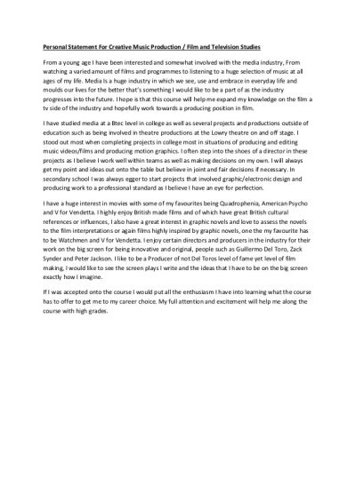personal statement for graduate music school