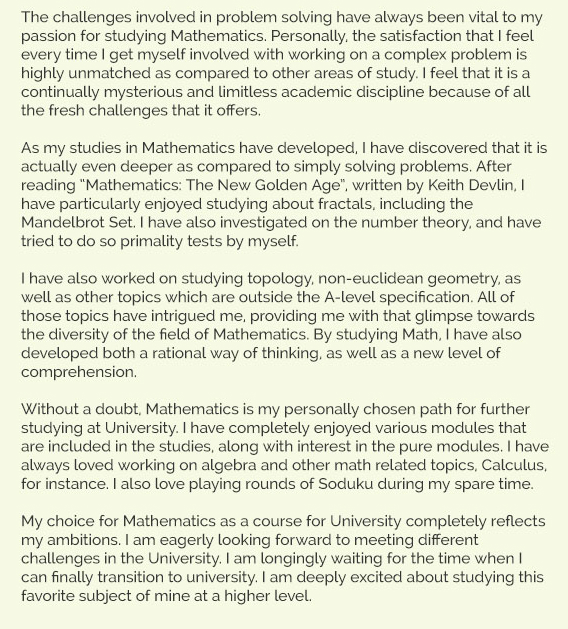 teaching personal statement examples maths