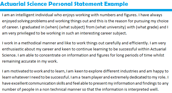 msc actuarial science personal statement