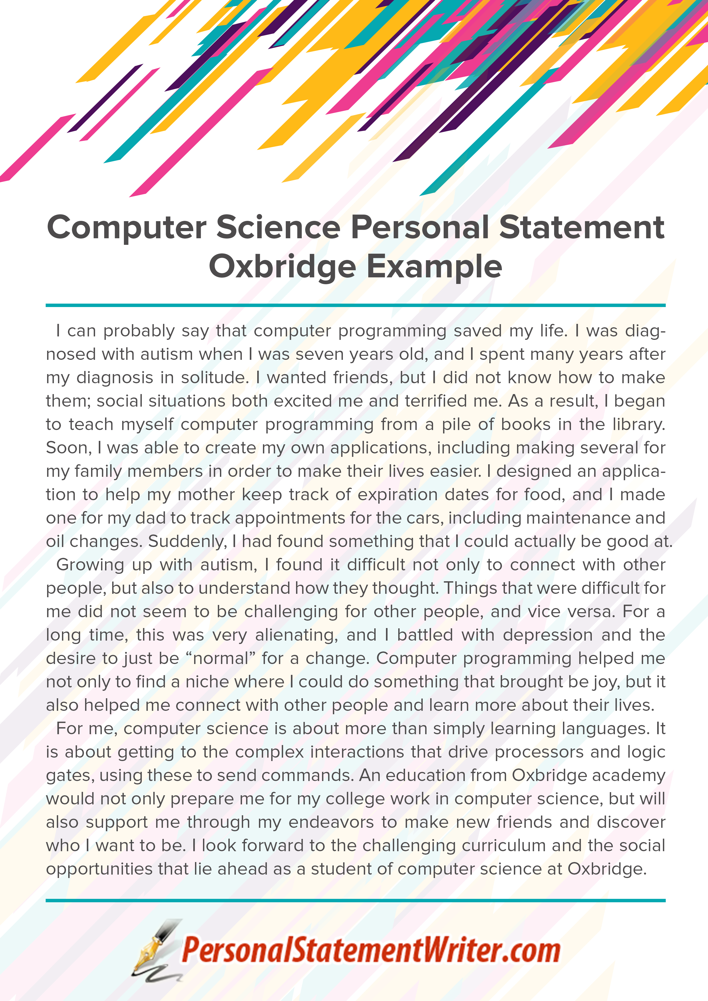 computer science personal statement oxbridge example