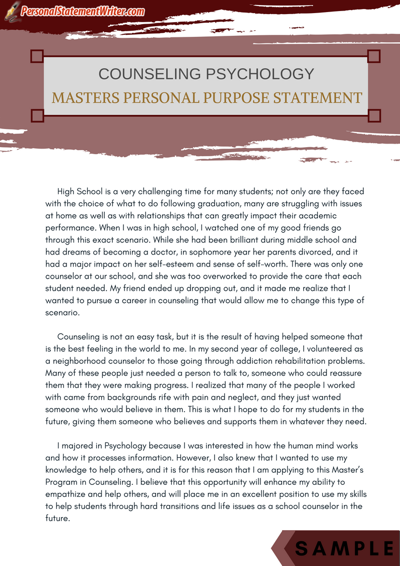 psychology postgraduate personal statement example