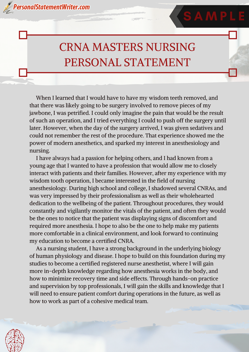 Sample personal statement essay