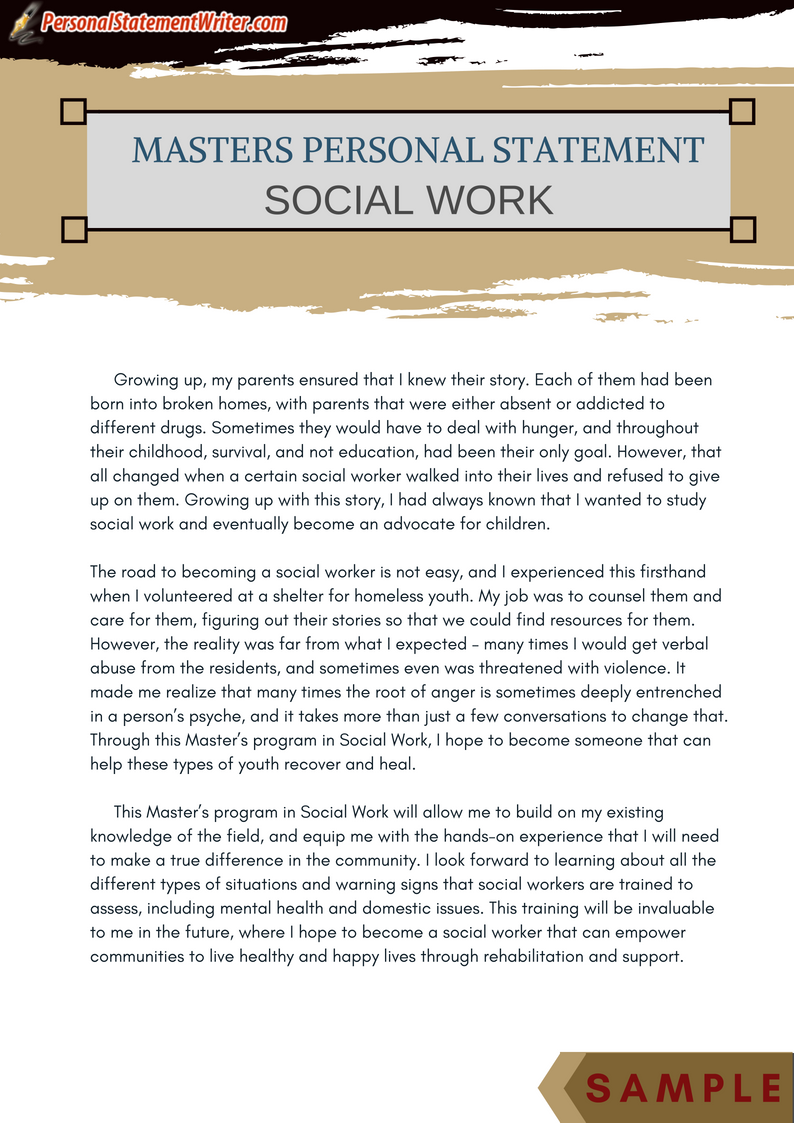 social work personal statement university