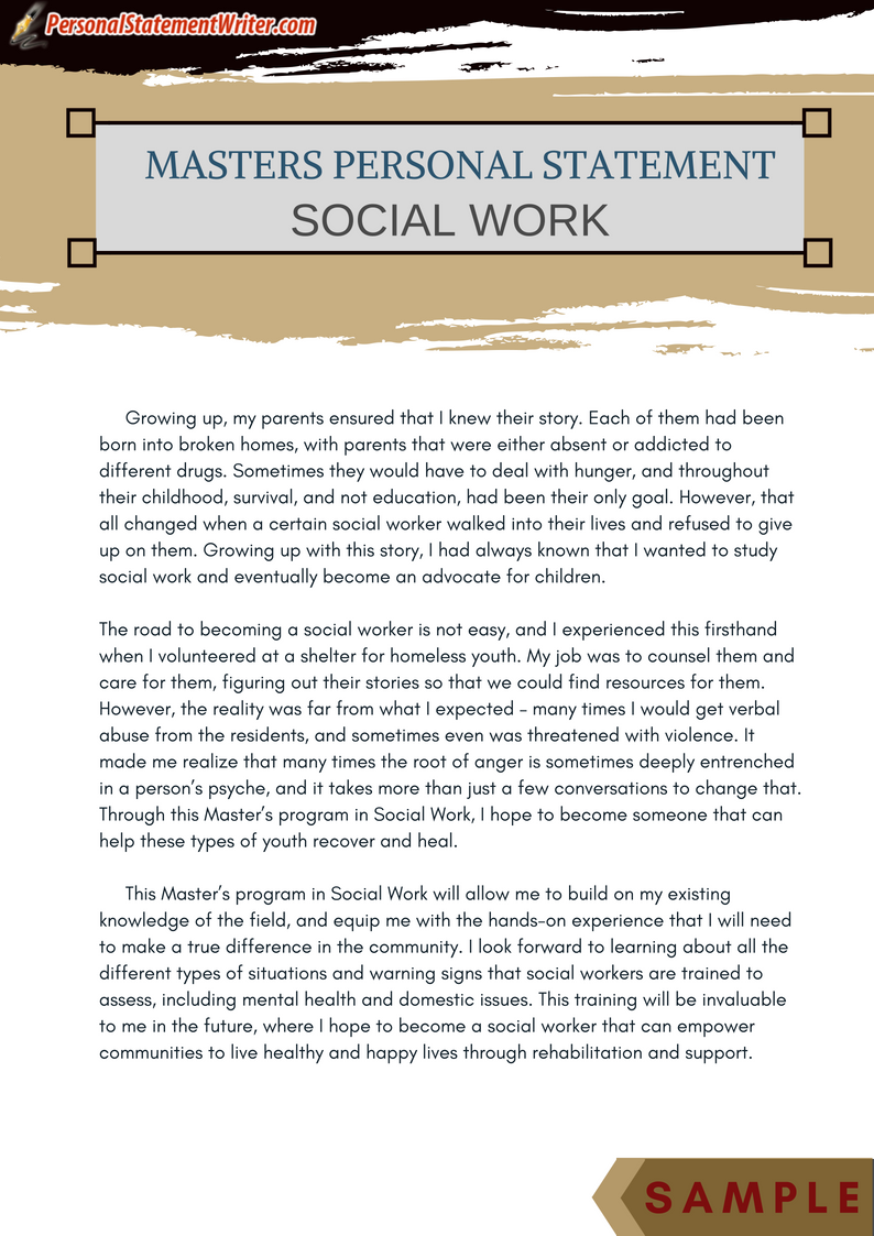 masters of social work personal statement prompt