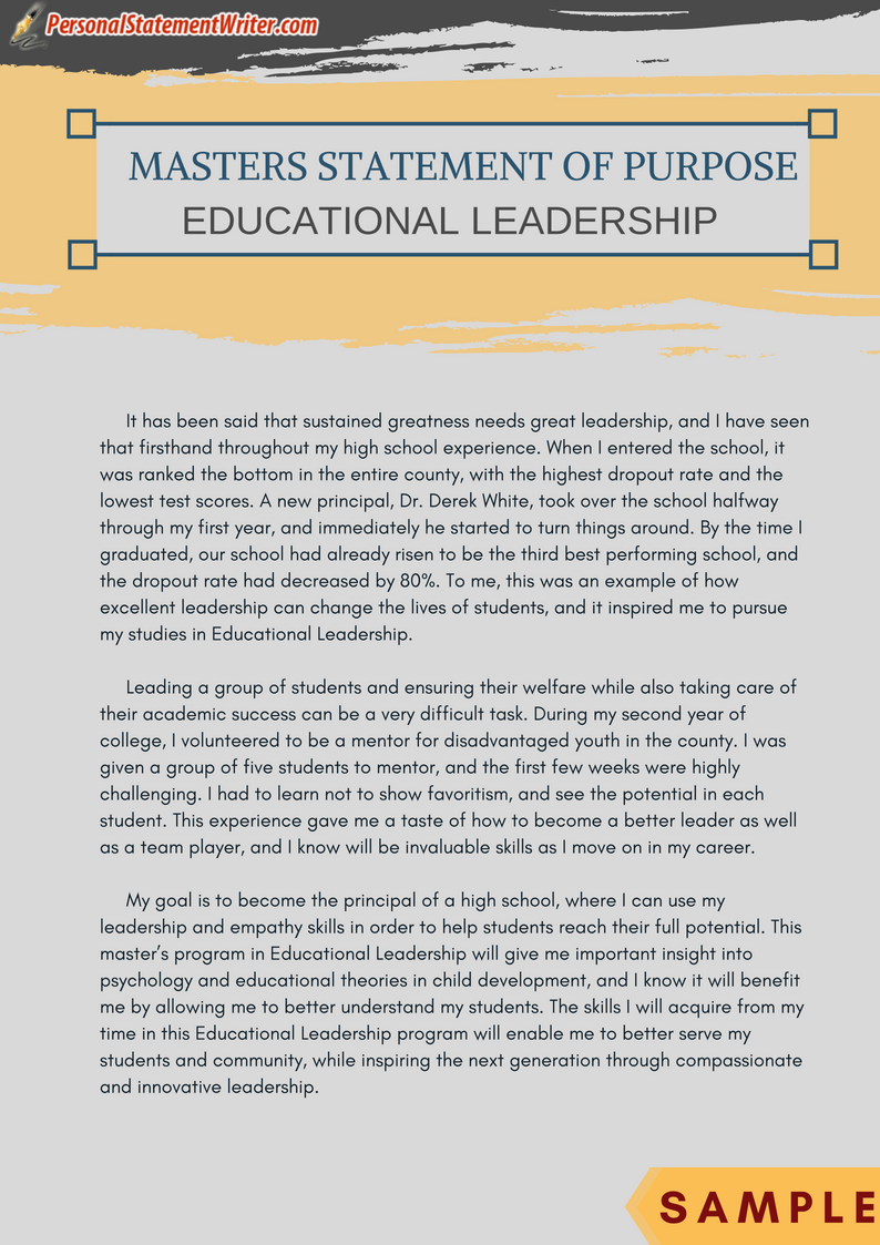 personal leadership purpose statement examples