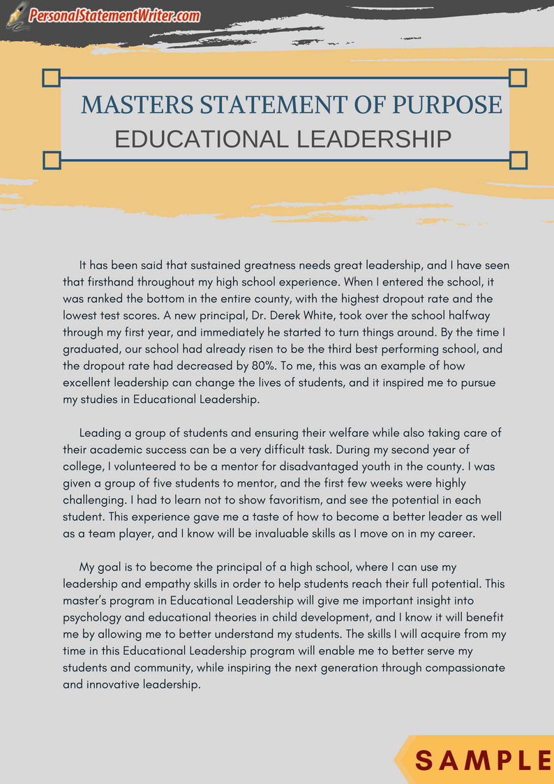 personal statement for educational leadership program